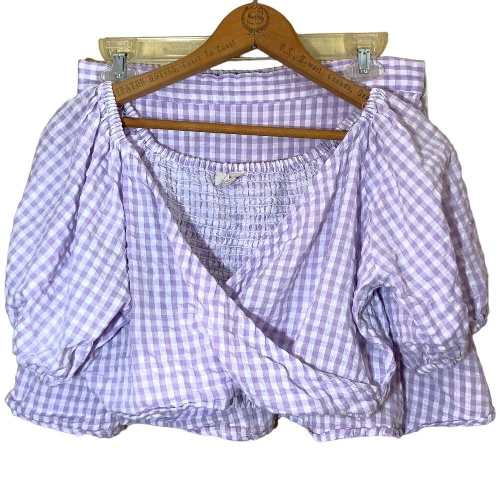 Sim & Sam Purple Gingham Crop Top & Skirt Set
